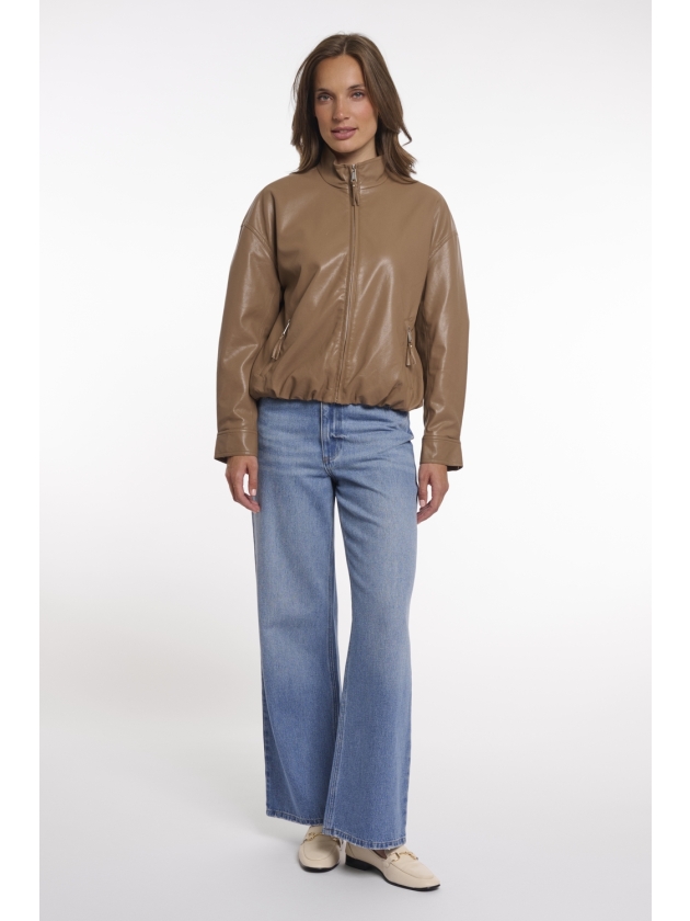 Rino en Pelle Blouson jacket with button closure 11011 slate bark