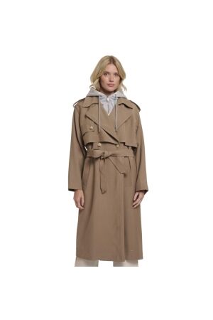Rino en Pelle Double breasted trenchcoat with detachable hood 11011 slate bark