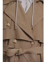 Rino en Pelle Double breasted trenchcoat with detachable hood 11011 slate bark