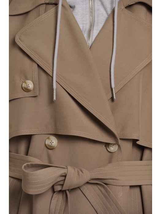 Rino en Pelle Double breasted trenchcoat with detachable hood 11011 slate bark