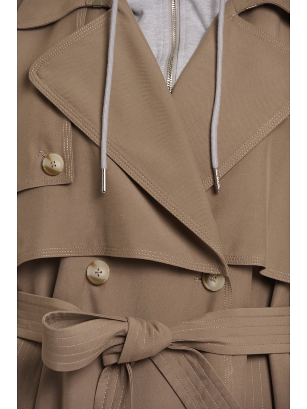 Rino en Pelle Double breasted trenchcoat with detachable hood 11011 slate bark
