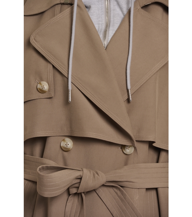 Rino en Pelle Double breasted trenchcoat with detachable hood 11011 slate bark
