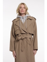 Rino en Pelle Double breasted trenchcoat with detachable hood 11011 slate bark