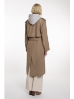 Rino en Pelle Double breasted trenchcoat with detachable hood 11011 slate bark