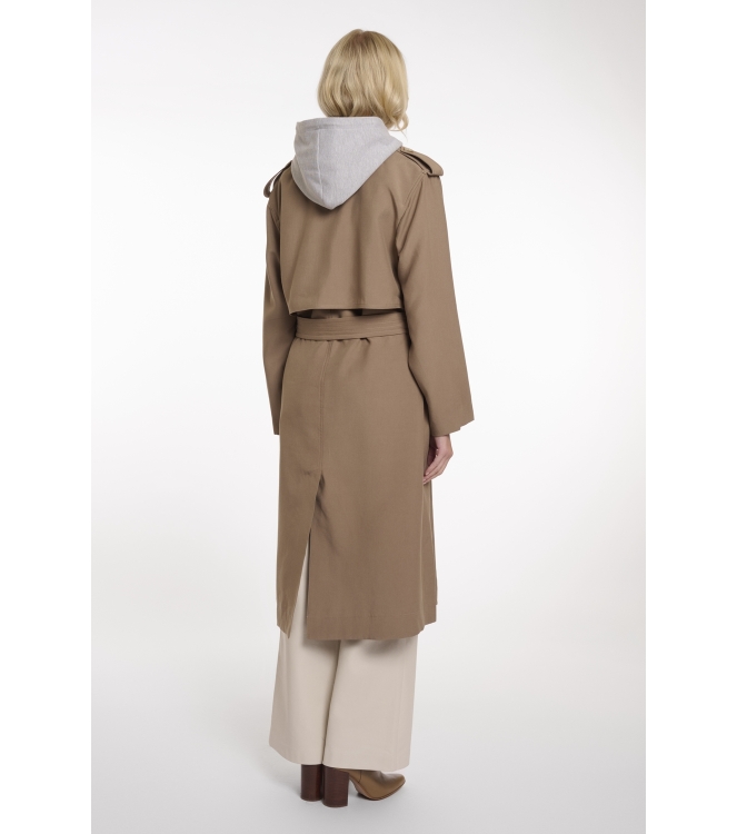 Rino en Pelle Double breasted trenchcoat with detachable hood 11011 slate bark
