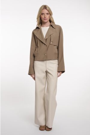Rino en Pelle Single breasted short trenchcoat 11011 slate bark
