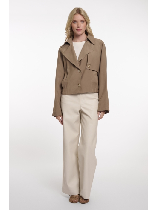 Rino en Pelle Single breasted short trenchcoat 11011 slate bark