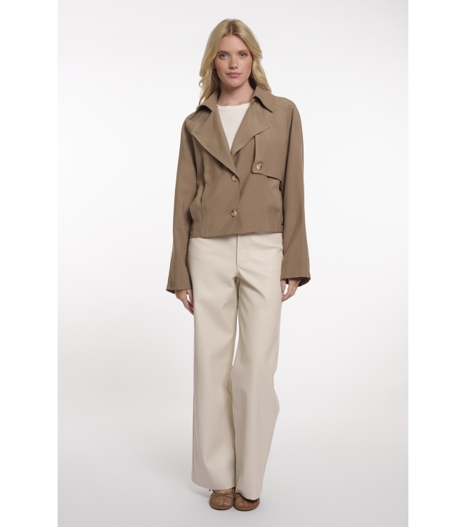 Rino en Pelle Single breasted short trenchcoat 11011 slate bark