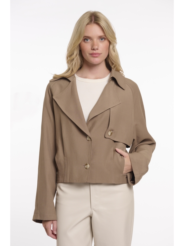 Rino en Pelle Single breasted short trenchcoat 11011 slate bark
