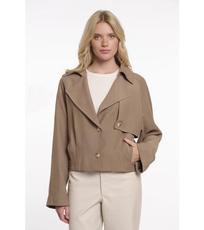 Rino en Pelle Single breasted short trenchcoat 11011 slate bark