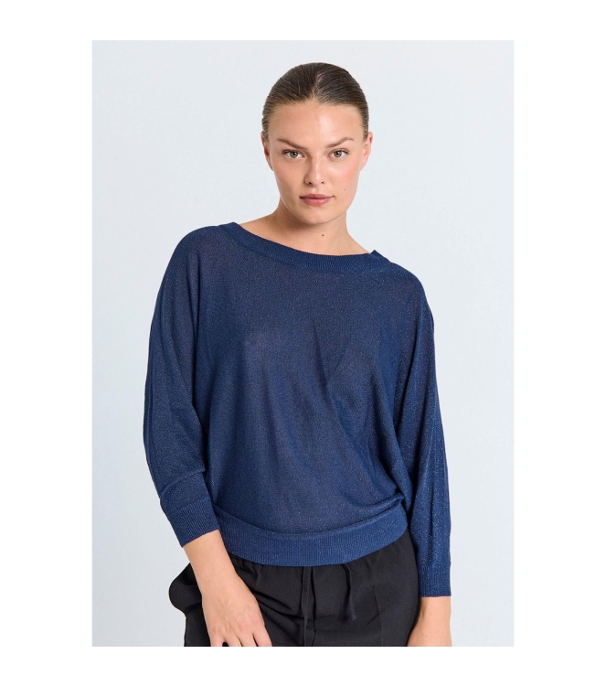 Freequent Metallic knit bat sleeve Patriot blue