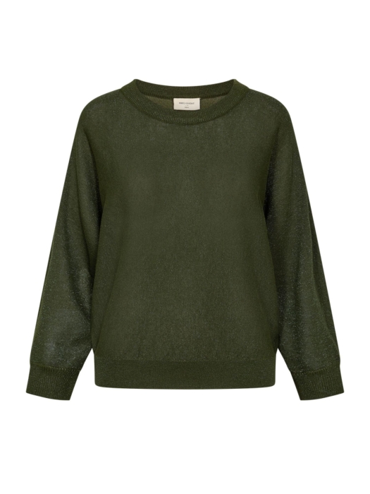 Freequent Metallic knit bat sleeve Kombu green