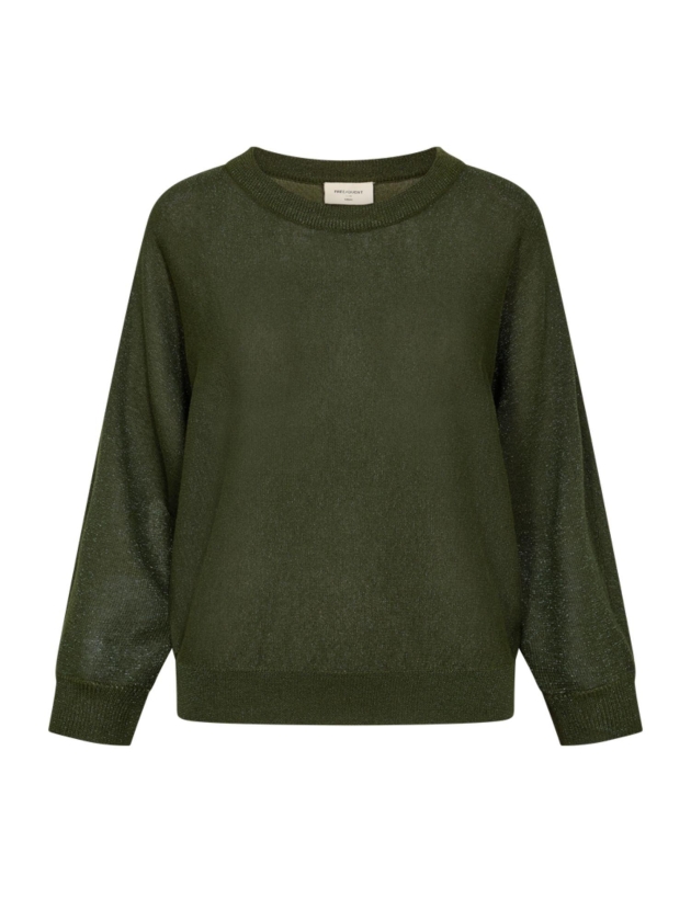 Freequent Metallic knit bat sleeve Kombu green