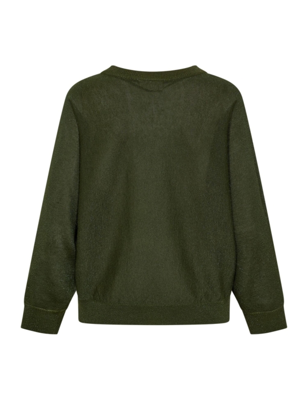 Freequent Metallic knit bat sleeve Kombu green