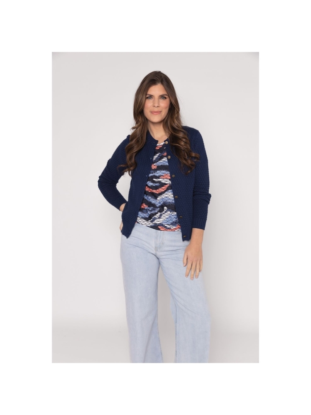 Sarto Fashion Blouson o-neck r1291 sky-coral colour swipes