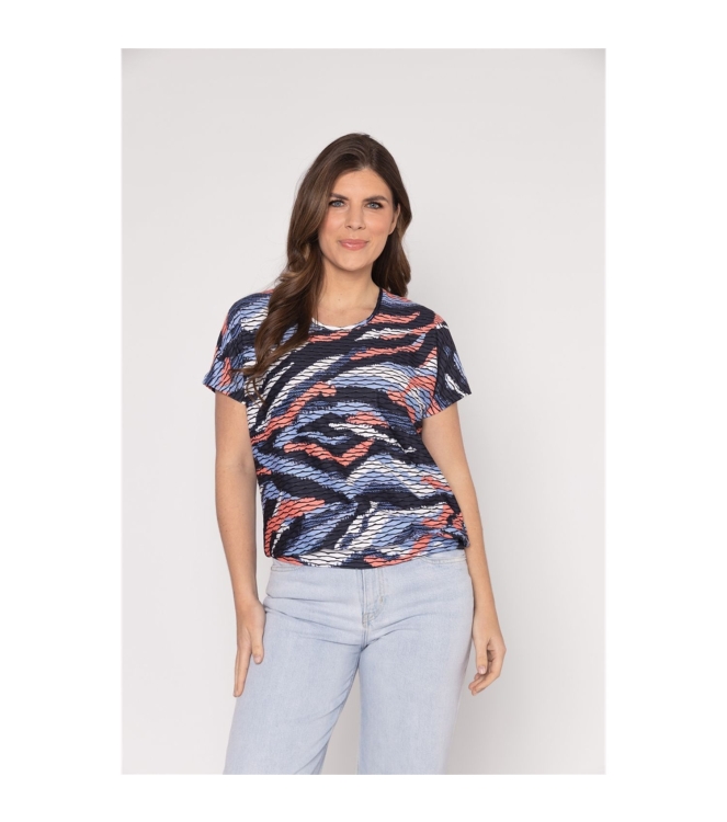 Sarto Fashion Blouson o-neck r1291 sky-coral colour swipes