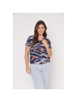 Sarto Fashion Blouson o-neck r1291 sky-coral colour swipes