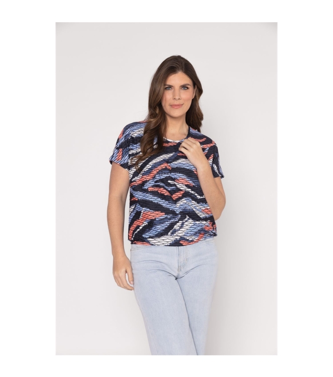 Sarto Fashion Blouson o-neck r1291 sky-coral colour swipes