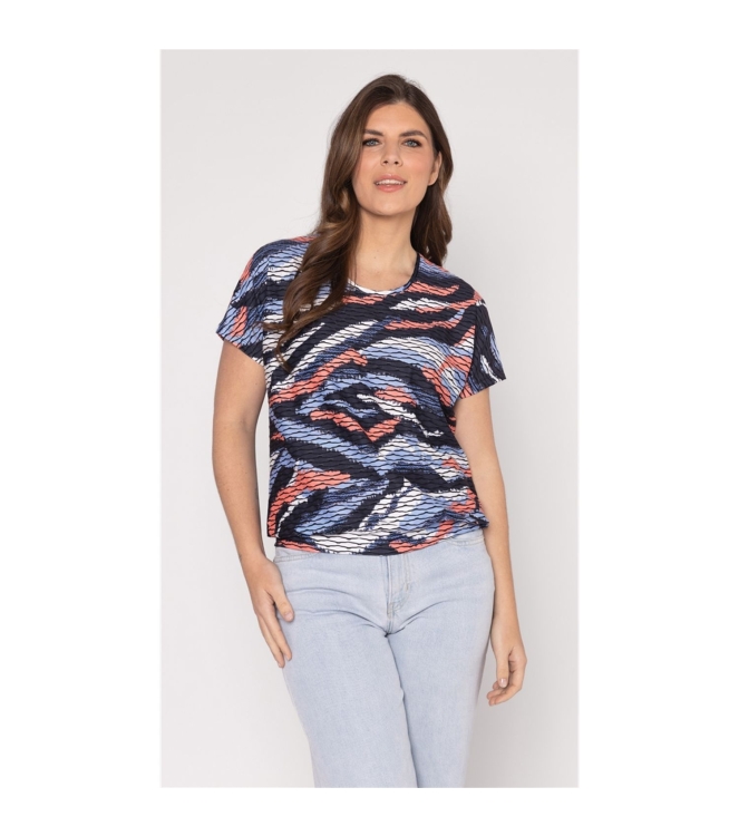 Sarto Fashion Blouson o-neck r1291 sky-coral colour swipes