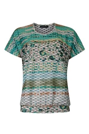 Sarto Fashion Blouson o-neck r1290 green+ brush stroke stripes