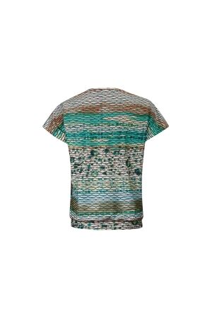 Sarto Fashion Blouson o-neck r1290 green+ brush stroke stripes