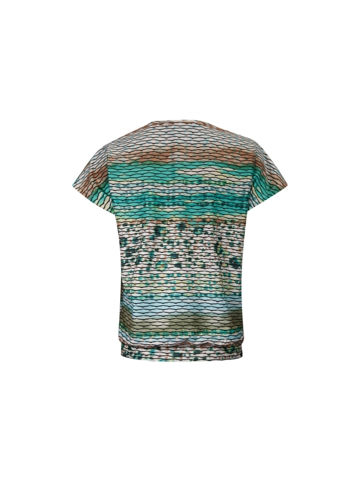 Sarto Fashion Blouson o-neck r1290 green+ brush stroke stripes