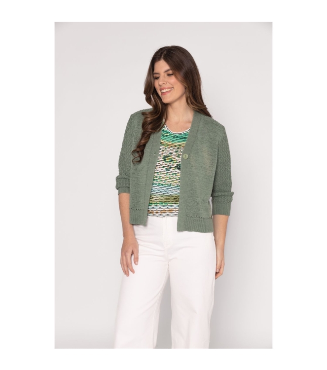 Sarto Fashion Blouson o-neck r1290 green+ brush stroke stripes
