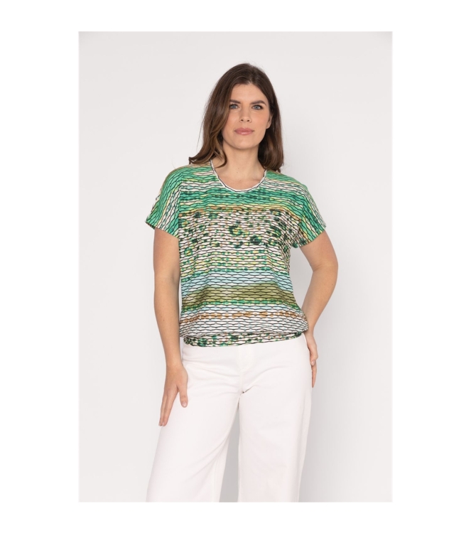 Sarto Fashion Blouson o-neck r1290 green+ brush stroke stripes