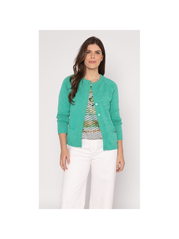 Sarto Fashion Blouson o-neck r1290 green+ brush stroke stripes