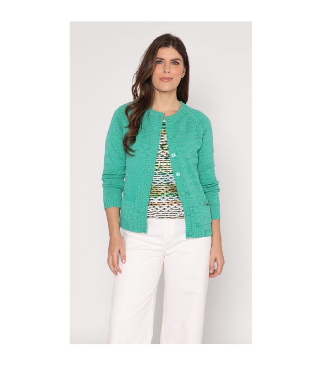 Sarto Fashion Blouson o-neck r1290 green+ brush stroke stripes