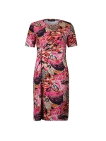 Sarto Fashion Dress o-neck r1970 hotpink-deepred+ safari leave