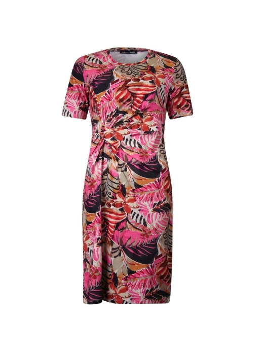 Sarto Fashion Dress o-neck r1970 hotpink-deepred+ safari leave
