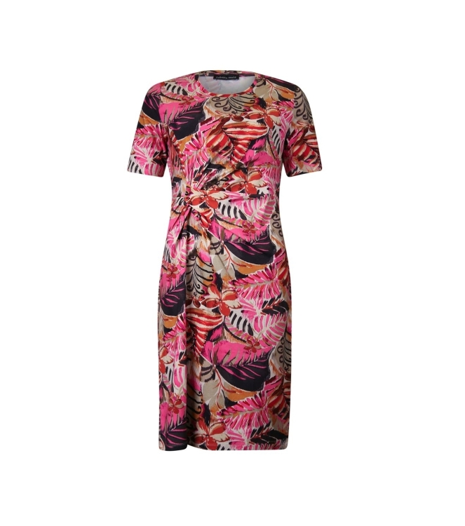Sarto Fashion Dress o-neck r1970 hotpink-deepred+ safari leave