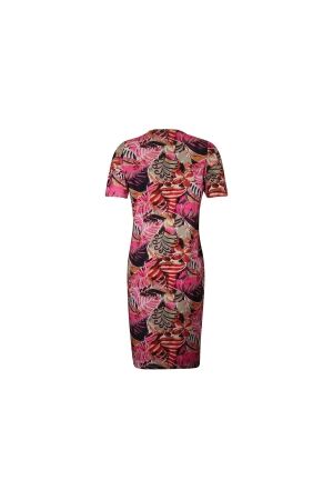 Sarto Fashion Dress o-neck r1970 hotpink-deepred+ safari leave