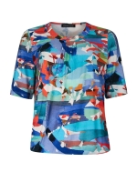 Sarto Fashion Blouson o-neck r1280 sky-coral+ abstract art print
