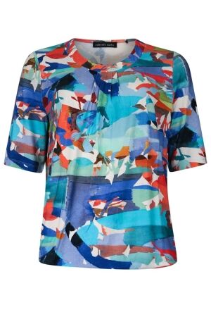 Sarto Fashion Blouson o-neck r1280 sky-coral+ abstract art print