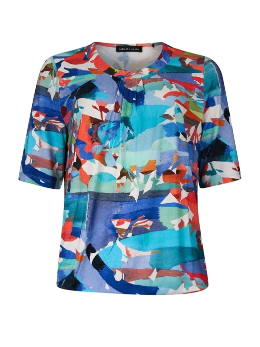 Sarto Fashion Blouson o-neck r1280 sky-coral+ abstract art print