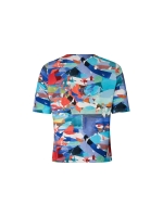 Sarto Fashion Blouson o-neck r1280 sky-coral+ abstract art print