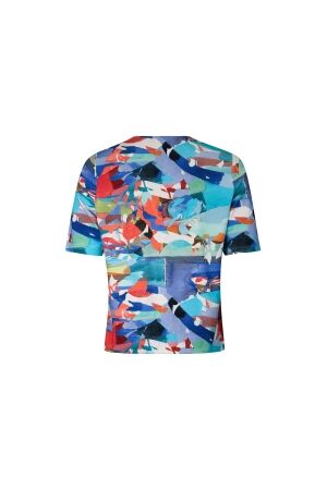 Sarto Fashion Blouson o-neck r1280 sky-coral+ abstract art print