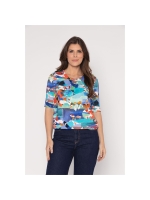 Sarto Fashion Blouson o-neck r1280 sky-coral+ abstract art print