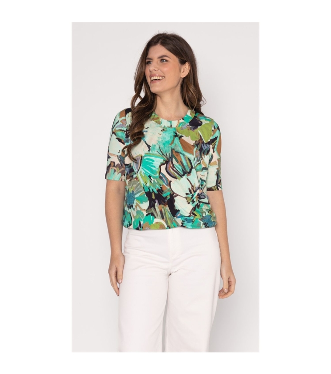 Sarto Fashion Blouson o-neck r1020 a.green-mint+ painted flowers