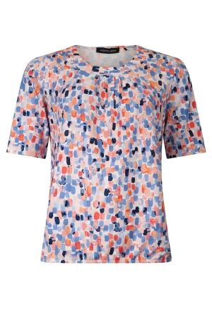 Sarto Fashion Blouson o-neck r1720 l.coral-sky-ocean painted dot