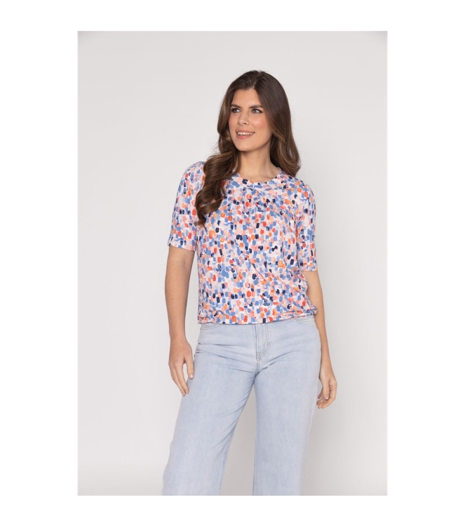 Sarto Fashion Blouson o-neck r1720 l.coral-sky-ocean painted dot