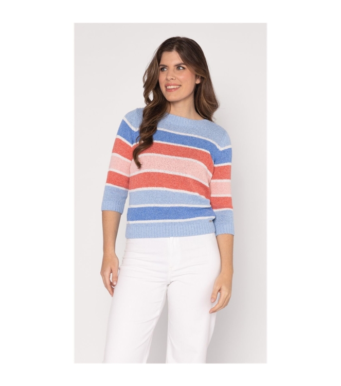 Sarto Fashion Pullover boatneck r1380 sky-l coral-ocean-white-