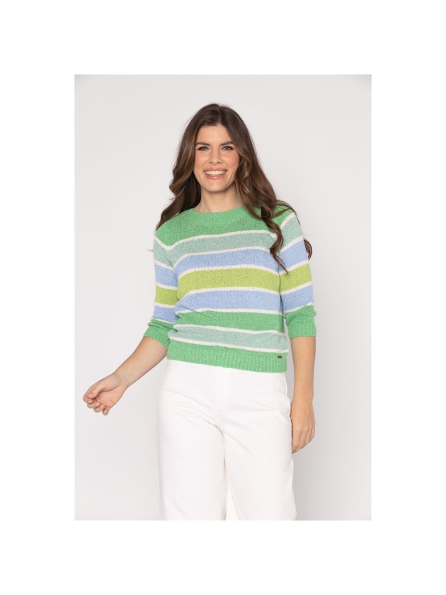 Sarto Fashion Pullover boatneck r1382 aquagreen-mint-offwhite+