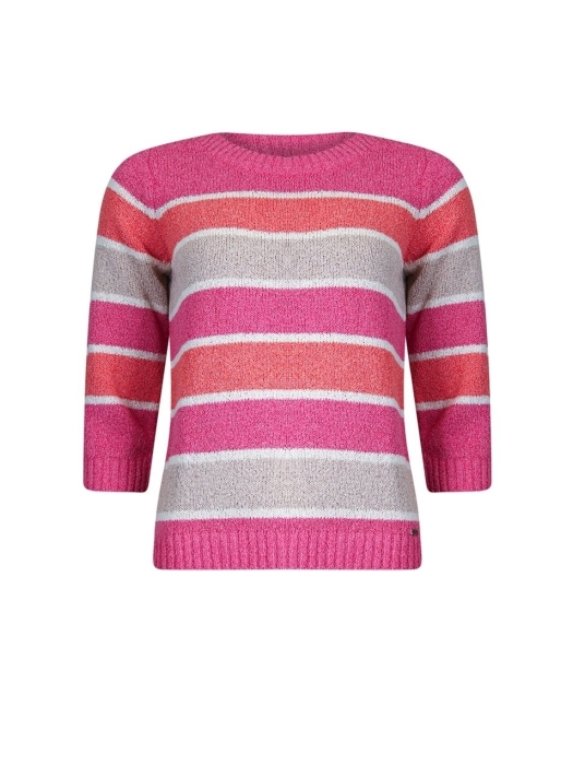 Sarto Fashion Pullover boatneck r1381 deep red-pink-offwhite