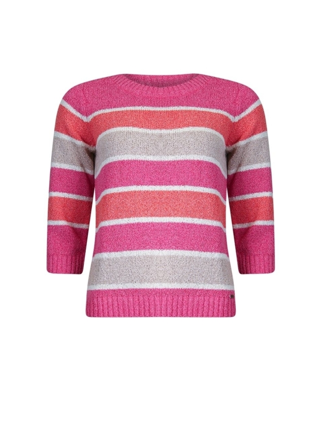 Sarto Fashion Pullover boatneck r1381 deep red-pink-offwhite