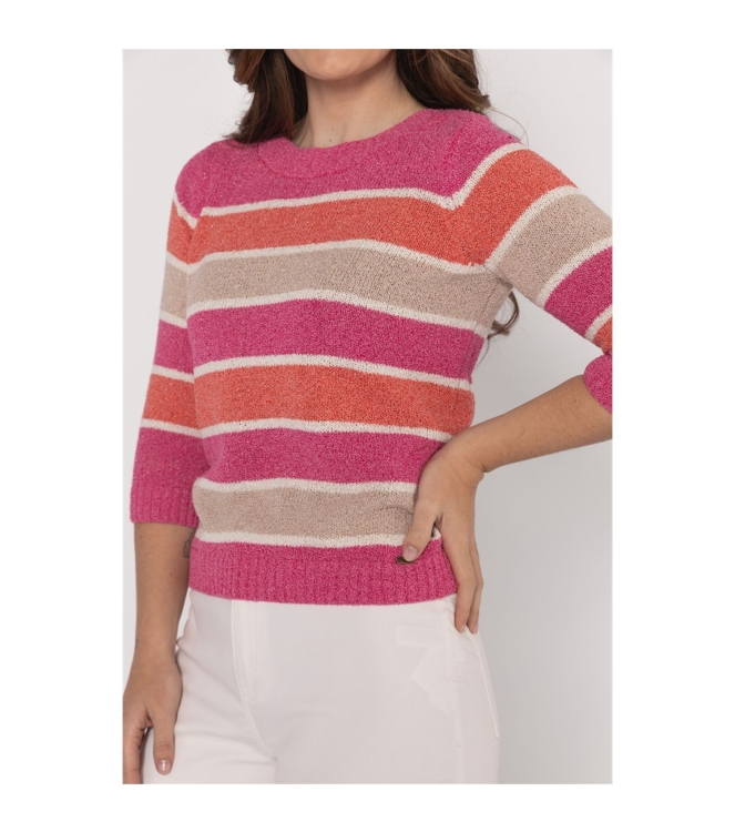 Sarto Fashion Pullover boatneck r1381 deep red-pink-offwhite