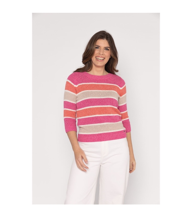 Sarto Fashion Pullover boatneck r1381 deep red-pink-offwhite