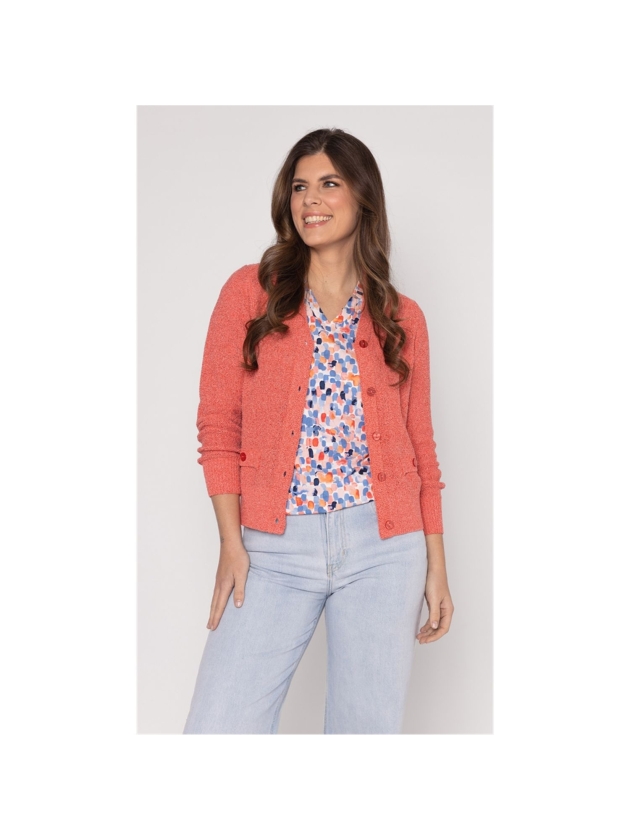 Sarto Fashion Cardigan v-neck r920 light coral